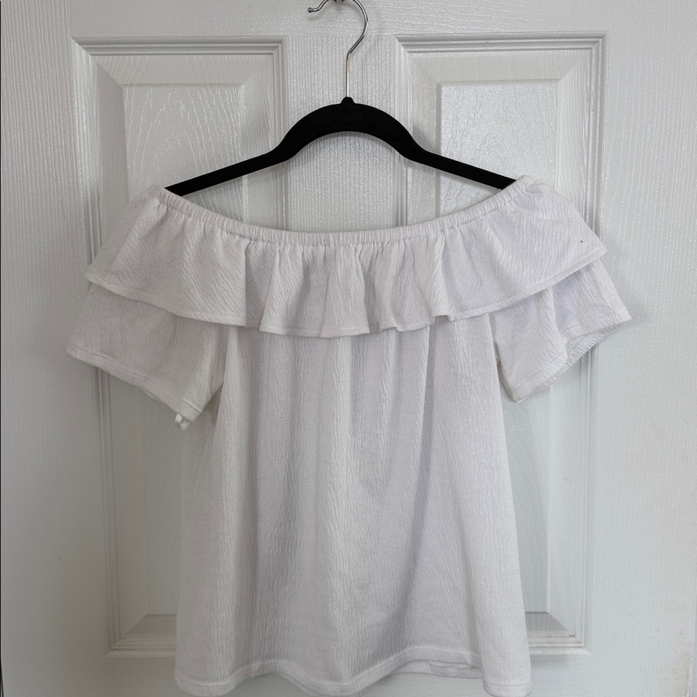 LOFT White Ruffle Top - Picture 4 of 4